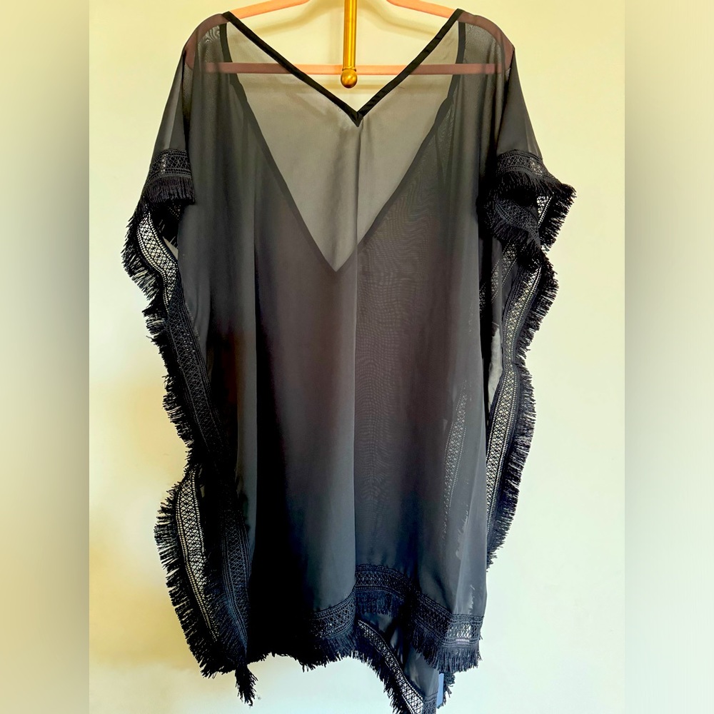NWT sheer black swim coverup.